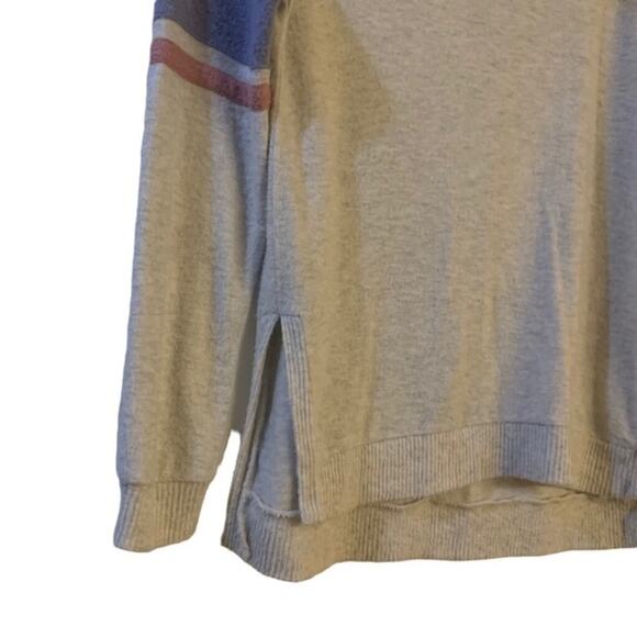 Pinouf XS Gray Stripe Sleeve Lightweight Knit Pullover Sweater - Picture 3 of 5